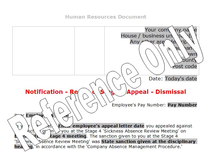 Stage 4 Appeal Outcome Letter